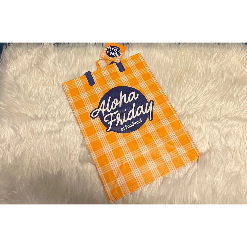 NWT Aloha Friday Palaka Foodland Hawaii Exclusive Reusable Tote Bag Set of 4 - Picture 4 of 7